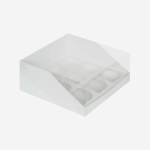 7n1pq4cv15q4uoo81musrfkullwo8osa Коробка на 9 капкейков с прозрачной крышкой Белая 25х25х10 см — изображение 1