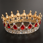 кор-крас-камн Корона Золотая для торта 12.2х5.5 см с красными камнями — изображение 1