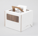 jqt2wnfg05a59oo74g536crfm3jwbdz4 Коробка для торта с окном и ручкой Белая 28х28х20 см — изображение 1