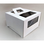 кор-с-руч-222214 Коробка для торта с окном и ручкой Белая 22х22х15 см — изображение 1