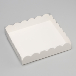 Коробка для печенья с пластиковой крышкой Белая 20х20х4 см