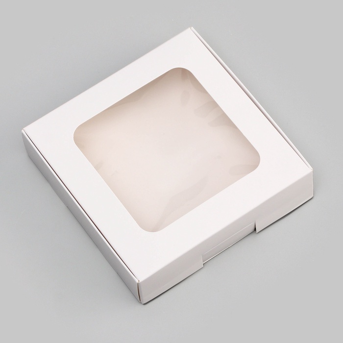 0011 Коробка для печенья/конфет самосборная Белая 13х13х3 см — изображение 1