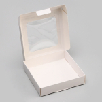 Коробка для печенья/конфет самосборная Белая 13х13х3 см — изображение 2