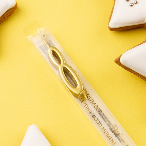 Свеча для торта мини "8" золото