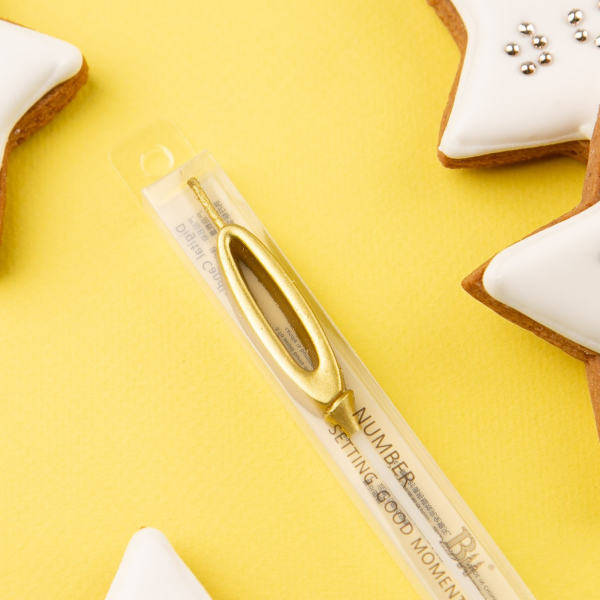 Свеча для торта мини "0" золото