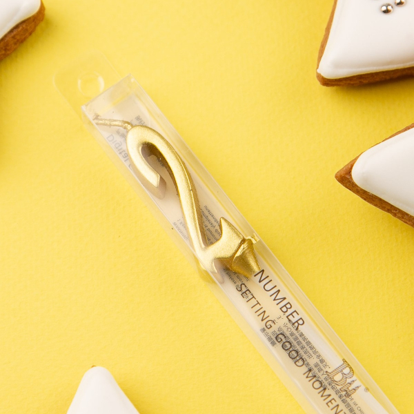 Свеча для торта мини "2" золото