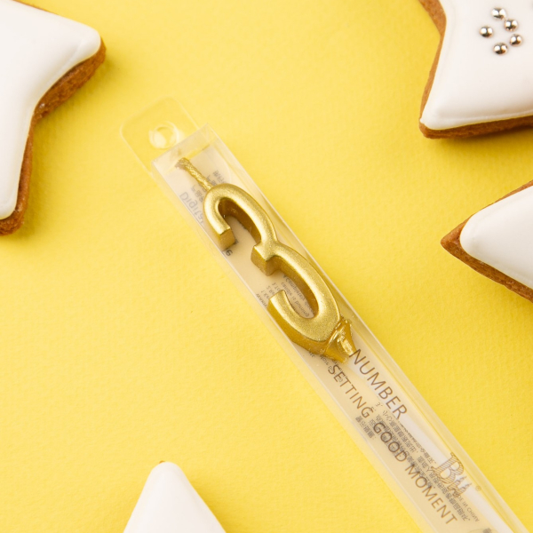 Свеча для торта мини "3" золото