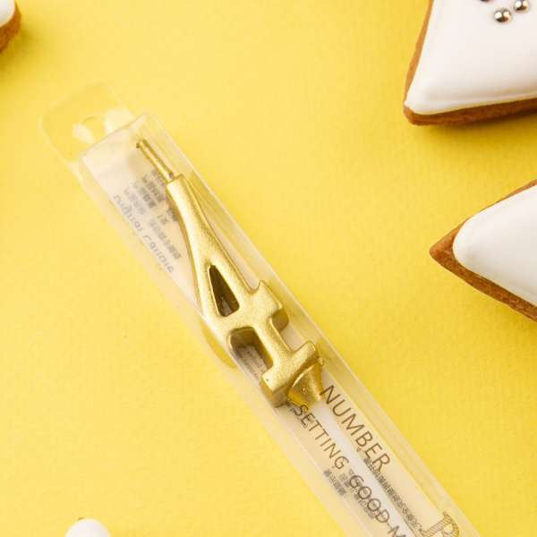 Свеча для торта мини "4" золото