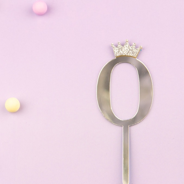 Топпер декоративный Цифра Малая "0" Серебро 6,2 см