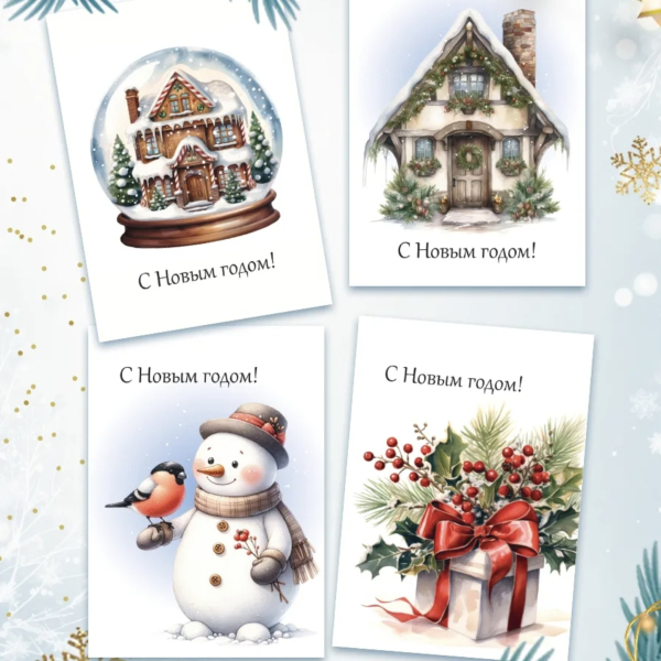 Открытка С Новым Годом! 7х10 см в ассортименте