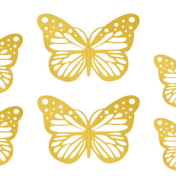 Бабочки золотые, декоративные наклейки 3D 6шт