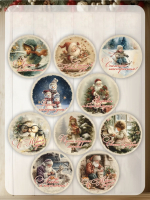 Наклейка Новый Год и Рождество Винтаж Круг 4,5 см 12 шт в Ассортименте — изображение 2