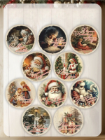 Наклейка Новый Год и Рождество Винтаж Круг 4,5 см 12 шт в Ассортименте — изображение 3