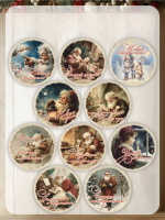 Наклейка Новый Год и Рождество Винтаж Круг 4,5 см 12 шт в Ассортименте — изображение 6