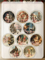 Наклейка Новый Год и Рождество Винтаж Круг 4,5 см 12 шт в Ассортименте — изображение 7