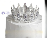 Корона декоративная на торт Мини Серебро (Белый камни) 9х4 см