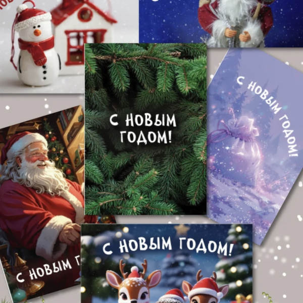 Открытка Праздничная "С Новым Годом!" 7х10 см в ассортименте