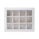 Коробка для 12 конфет с окном Белая 19х15х3,6 см