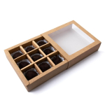 Коробка для 9 конфет раздвижная Крафт 13.5х13.5х3.2 см — изображение 2