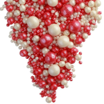 Посыпка из дутого риса Микс Жемчуг Красный, Серебро 50 г