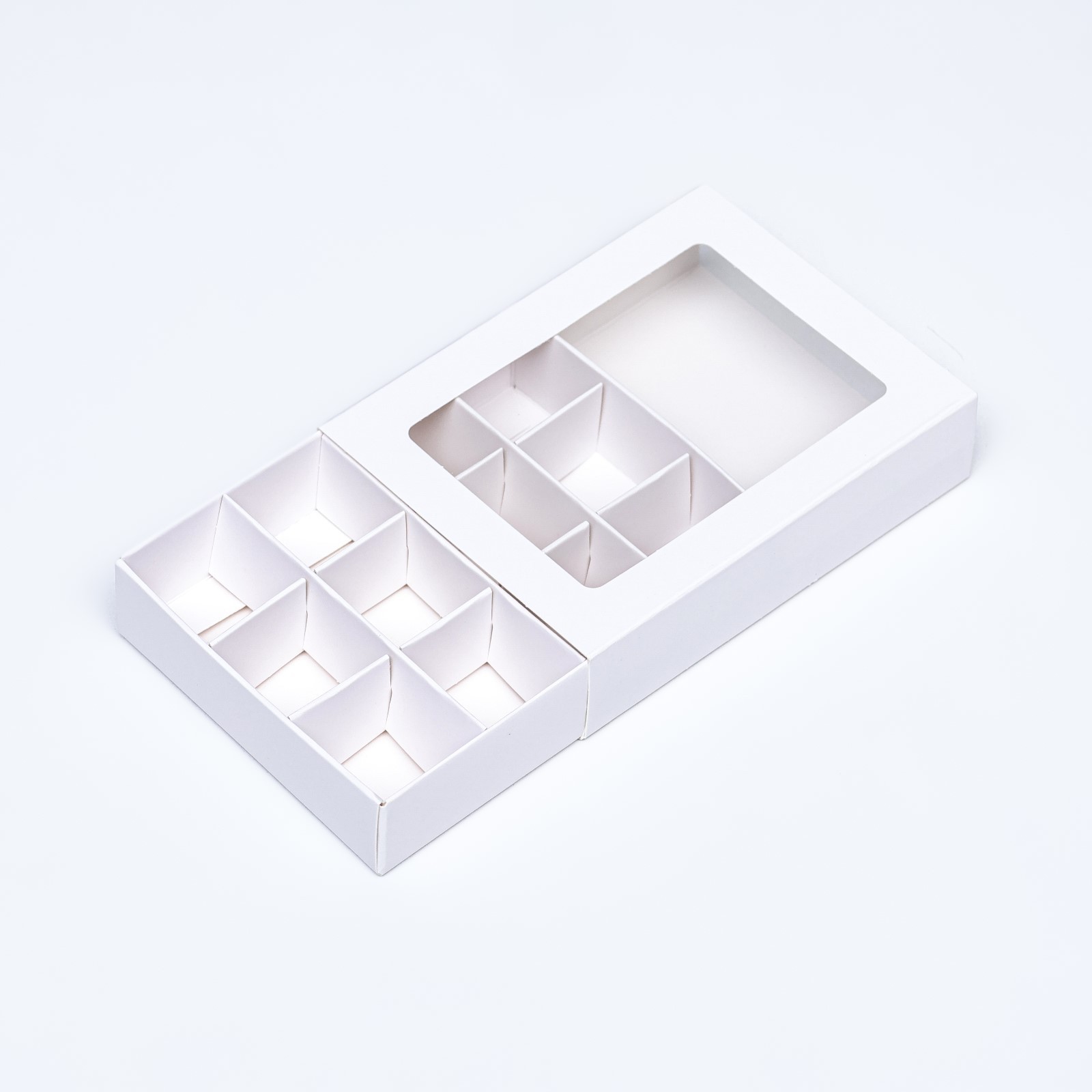 12-мини-конф Коробка для 12 конфет, 11.5х8.7х2.5 см, Тонкие разделители, белый — изображение 1