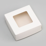 Коробка для печенья/конфет с окном Белая 11.5х11.5х4 см