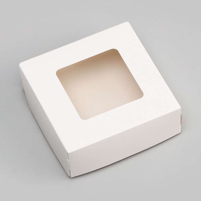 1234 Коробка для печенья/конфет с окном Белая 11.5х11.5х4 см — изображение 1
