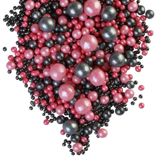 Посыпка из дуторого риса Микс Жемчуг Черный, Розовый 50 г