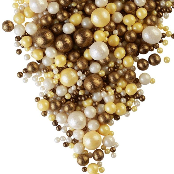 Посыпка из дутого риса Микс Жемчуг Жёлтый, Серебро, Бронза 50 г