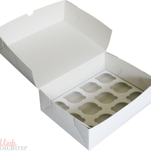 Коробка на 12 капкейков Белая Pasticciere
