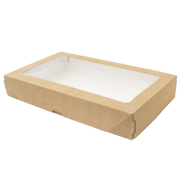 Коробка для печенья конфет с окном Крафт 20х12х4 см