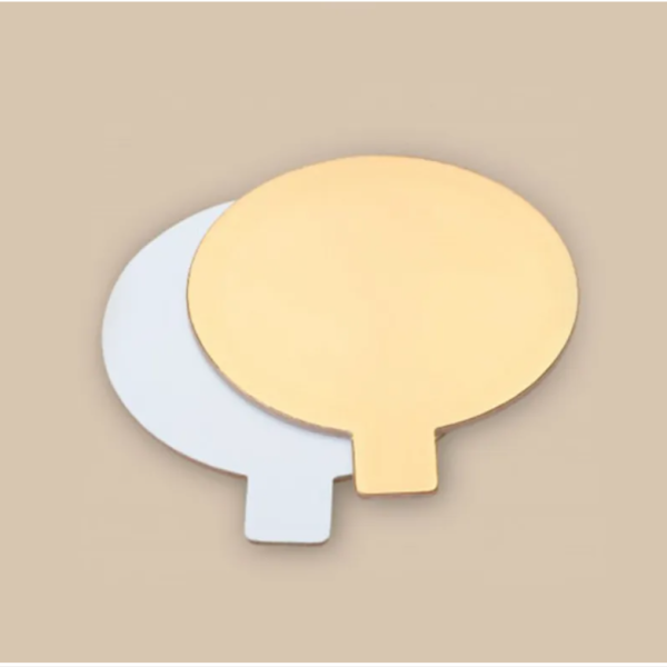 Подложка под десерт с держателем Золото/Белая 0,8 мм 10 см