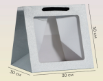 Пакет для торта и коробок с квадратным дном и окном Серебро с глиттером 30х30х30 см — изображение 2