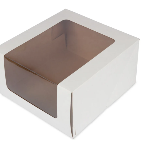 Коробка для бенто-торта с окном Белая 18х18х10 см