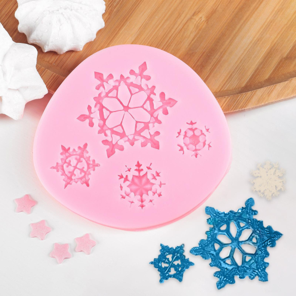 Молд силиконовый Снежинки тонкие 4 шт