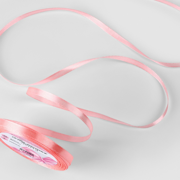 Лента атласная розовая 6 мм 23±1 м №66