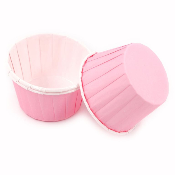 Капсула бумажная с подворотом Светло-розовая в горошек (с ламинацией)  ForGenika D50 H40 1 шт