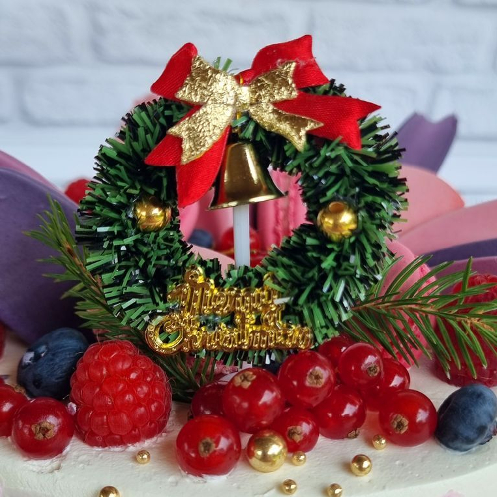 6yflsfqpresks8c8s8kc44ss0gk0wk Украшение колокольчик «Merry Christmas» с зеленым венком — изображение 1