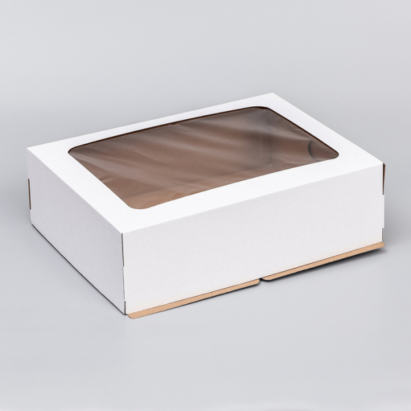 Коробка для торта с окном Белая 30х40х20 см