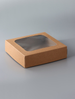 Коробка для сладостей складная Крафт с окном 15×15×4 см — изображение 3