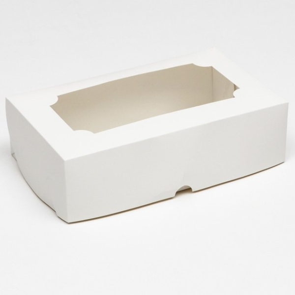 Коробка с окном для зефира Белая 25х15х7 см