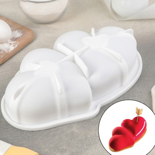 Форма силиконовая Два сердца