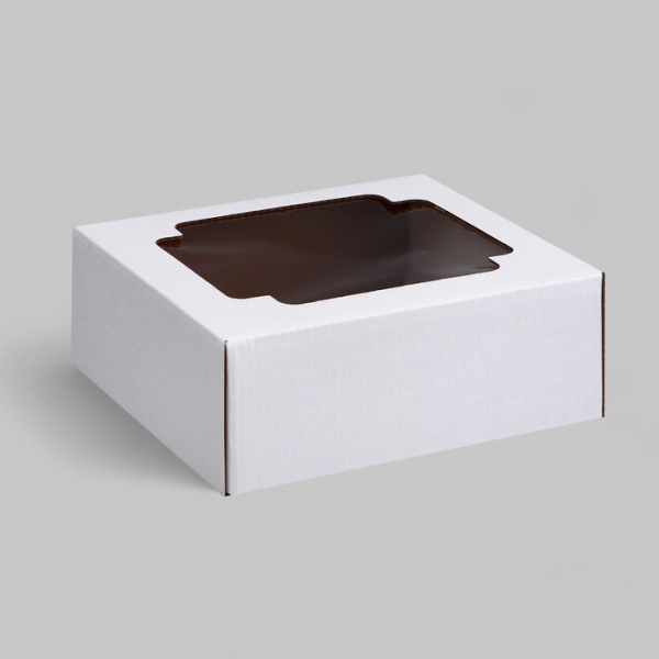 Коробка для сладостей с окном Белая 14.5×14.5×6 см