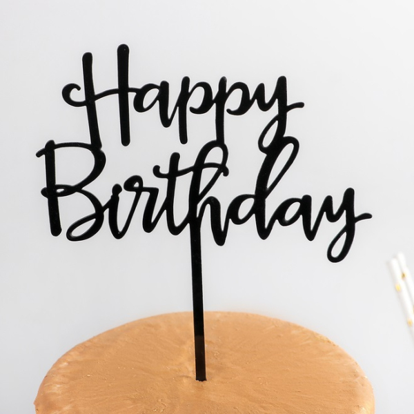 Топпер для торта Happy Birthday Чёрный