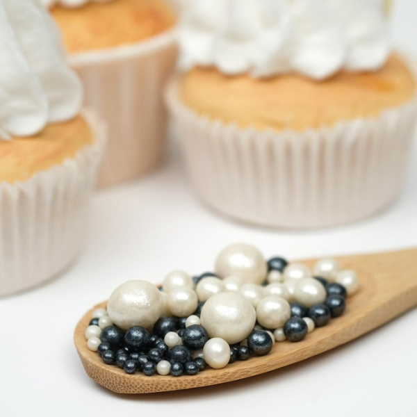 Посыпка с мягким центром «Жемчуг» черно-белая 50 г