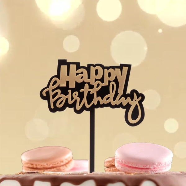 Топпер для торта акриловый «Happy Birthday» Черный