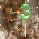 Свеча в торт на шпажке Цифра "3" Грань Зелёная — изображение 2