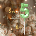 Свеча в торт на шпажке Цифра "5" Грань Зелёная — изображение 2