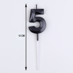 Свеча в торт на шпажке Цифра "5" Черная — изображение 3