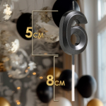 Свеча в торт на шпажке Цифра "6" Черная — изображение 3